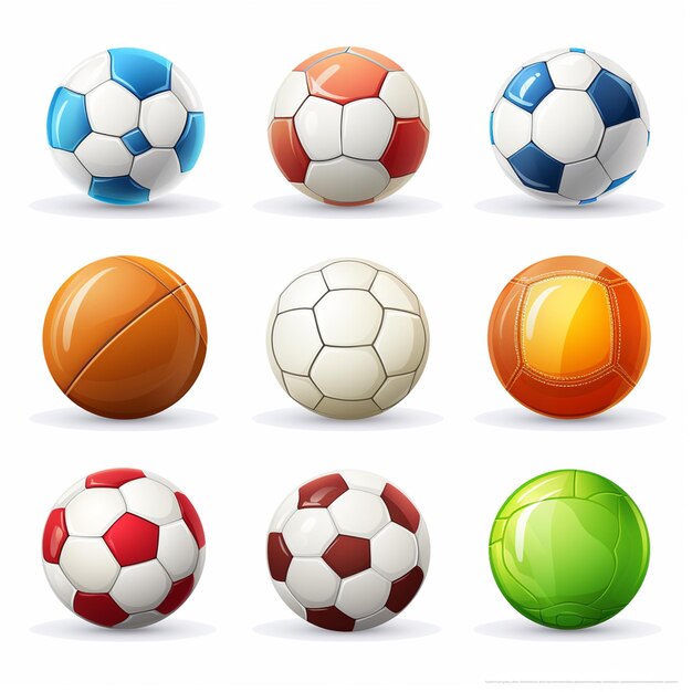 Illustration of a set of popular sports balls