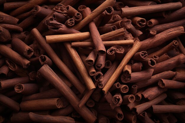 Photo illustration of several cinnamon sticks generative ai