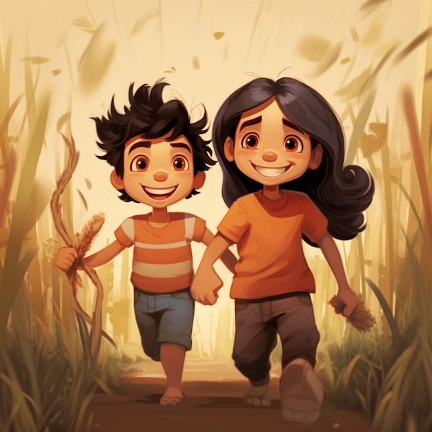 Иллюстрация нескольких счастливых детей