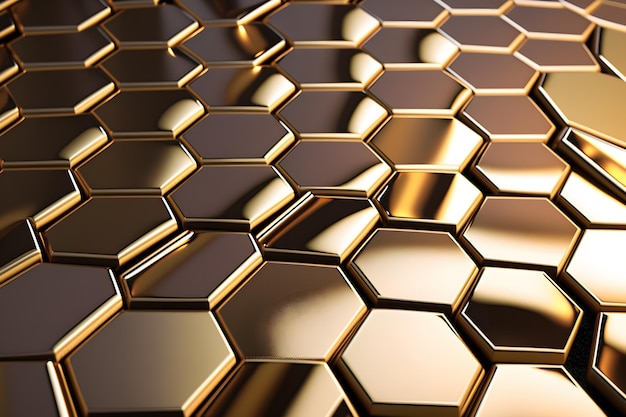 Illustration of shiny honeycomb gold background neural network ai generated