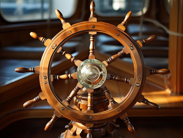 illustration of ship wheel on boat