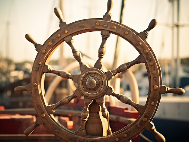 illustration of ship wheel on boat