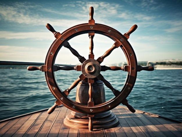 illustration of ship wheel on boat