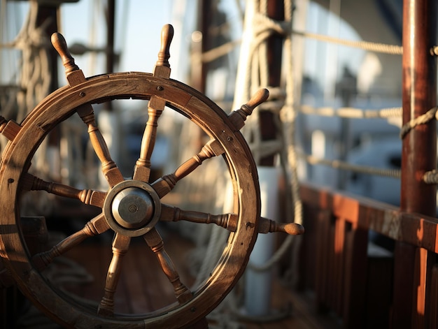 illustration of ship wheel on boat