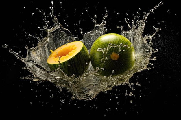 Illustration Showcasing a Dynamic Splash of Juicy Fruits