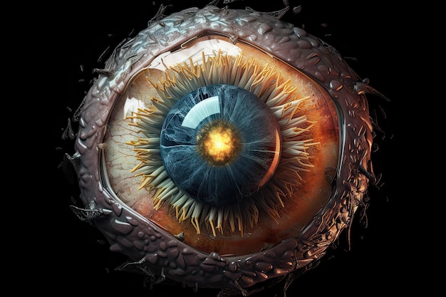 Illustration showing alien eye with cornea and pupil