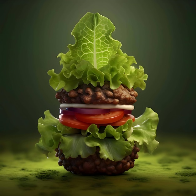 固体の背景にハンバーガーを描いたイラスト
