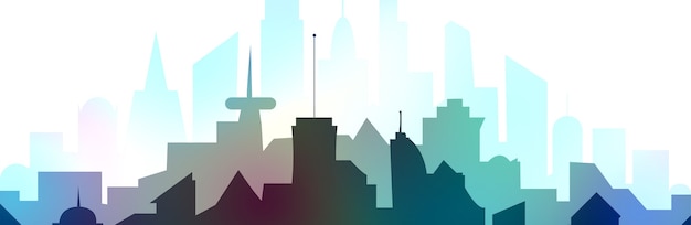 Photo illustration of  silhouette of a colorful metropolis, urban landscape in flat style