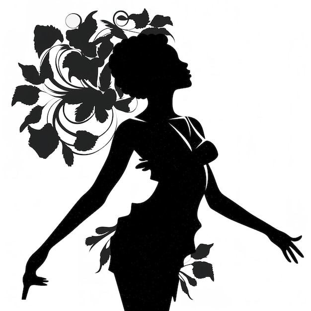 Photo an illustration of a silouette of a woman dancin