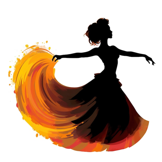 Photo an illustration of a silouette of a woman dancin