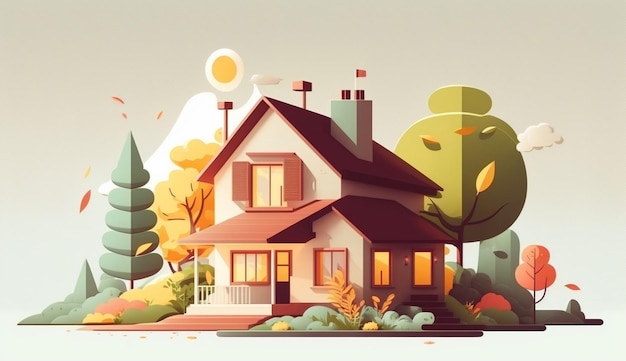 illustration of a simple house Generative AI