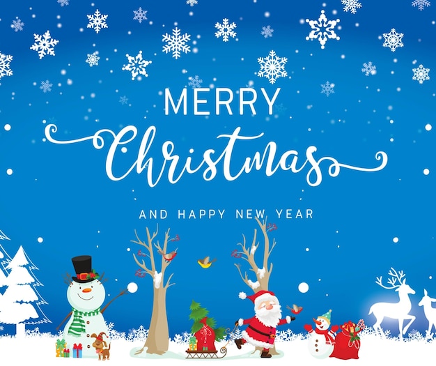 Illustration simple minimalis merry christmas and happy new year facebook post