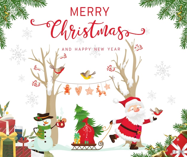 Photo illustration simple minimalis merry christmas and happy new year facebook post