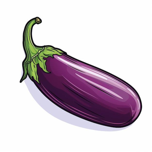 Photo illustration of a single eggplant with a green stem generative ai