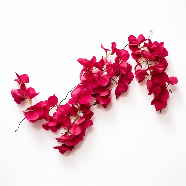 illustration of SINGLE STRAND OF deep red COLOURED BOUGAINVILLEA FLO