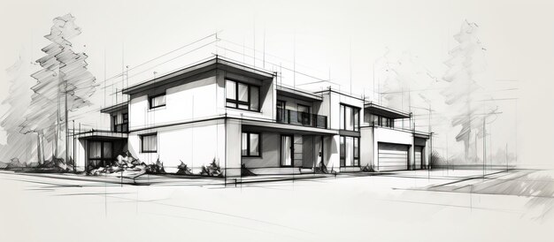 Illustration of a sketch for building a home