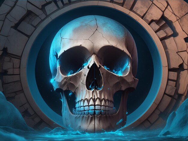 Photo illustration of a skull ai generated