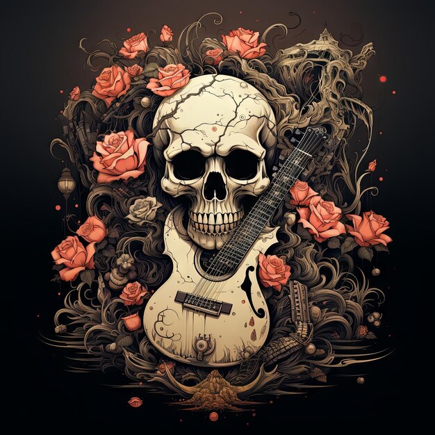An illustration of a skull art design