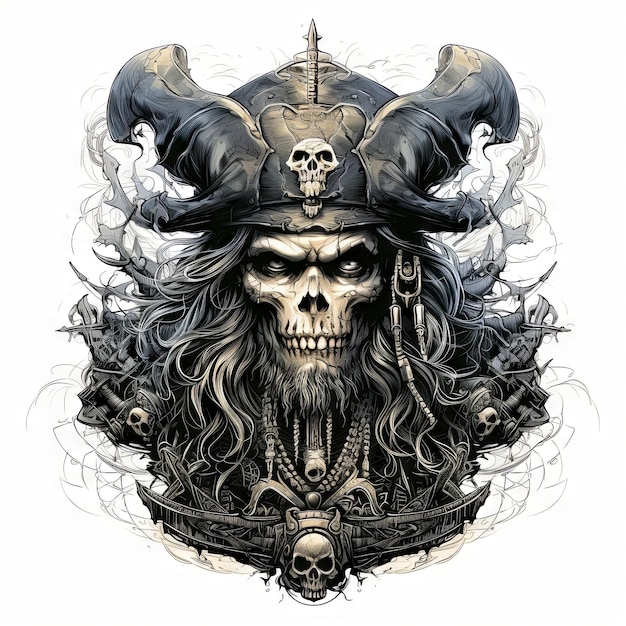 An illustration of a skull art design