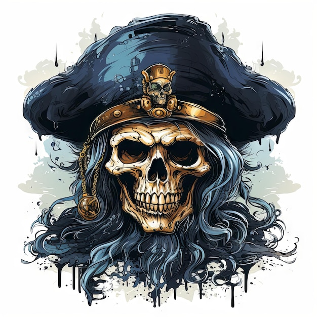 An illustration of a skull art design