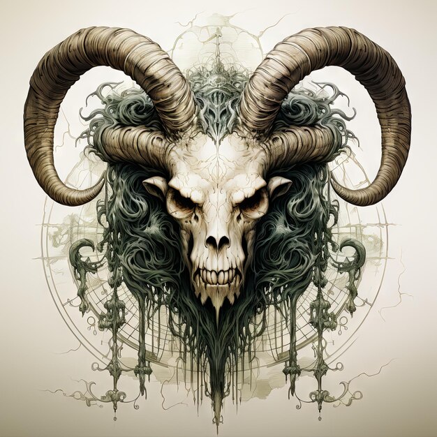 An illustration of a skull art design