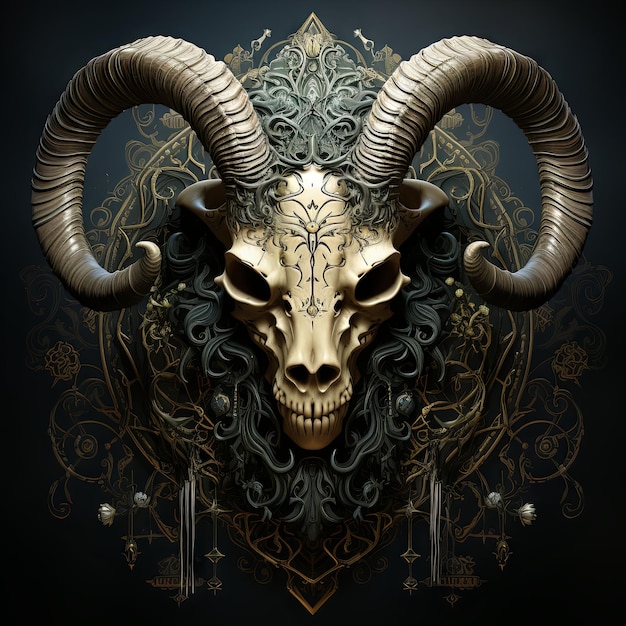 An illustration of a skull art design