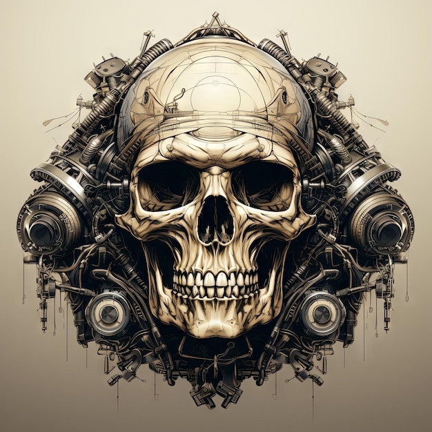 An illustration of a skull art design