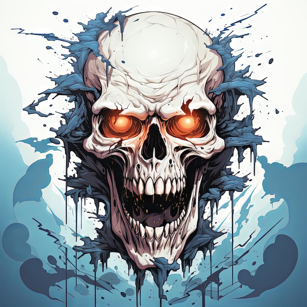 An illustration of a skull art design