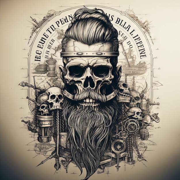 An illustration of a skull art design