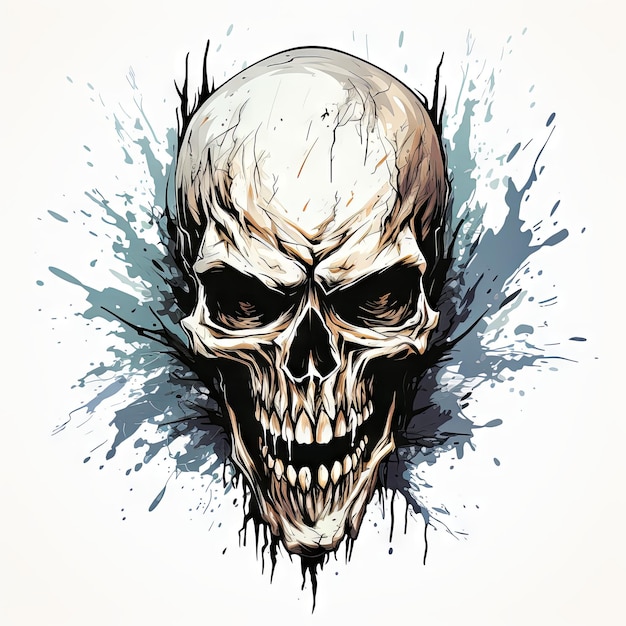 An illustration of a skull art design