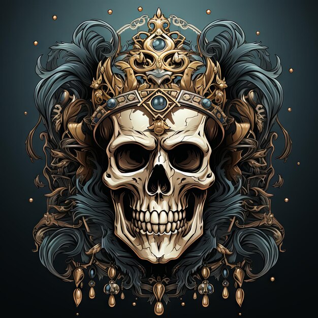 An illustration of a skull art design