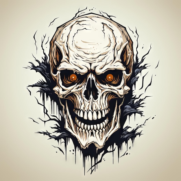 An illustration of a skull art design