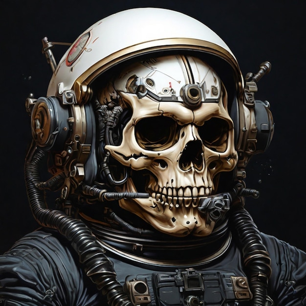 Photo a illustration of an skull astronaut