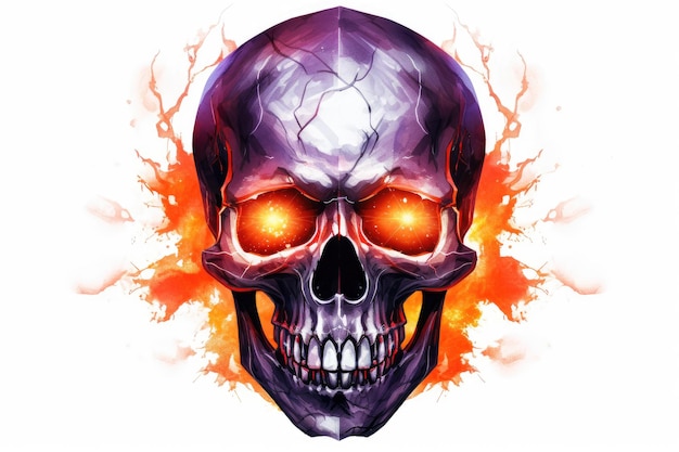 Illustration of skull covered with glow lights