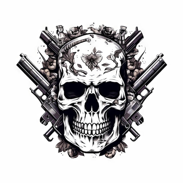 An Illustration skull tattoo design