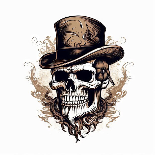 Photo an illustration skull tattoo design