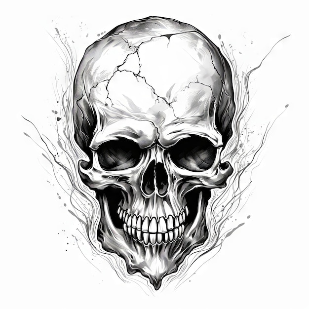 Maximilian Tattoo : Tattoos : Custom : black and grey smokey skulls tattoo