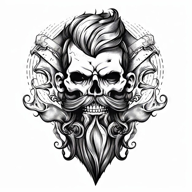 Photo an illustration skull tattoo design