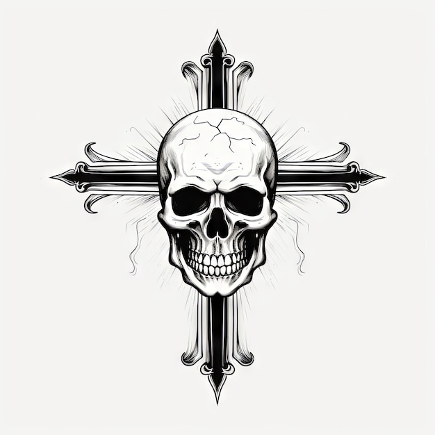 An Illustration skull tattoo design