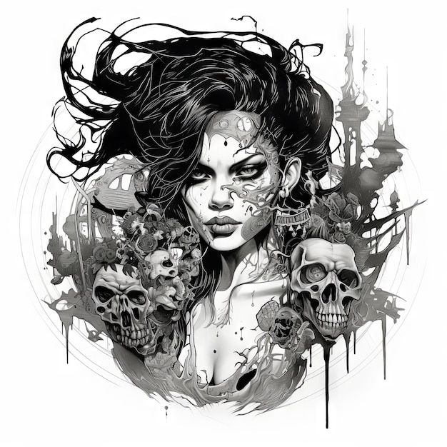 Photo an illustration skull tattoo design