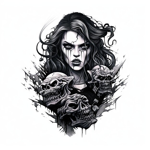 Photo an illustration skull tattoo design