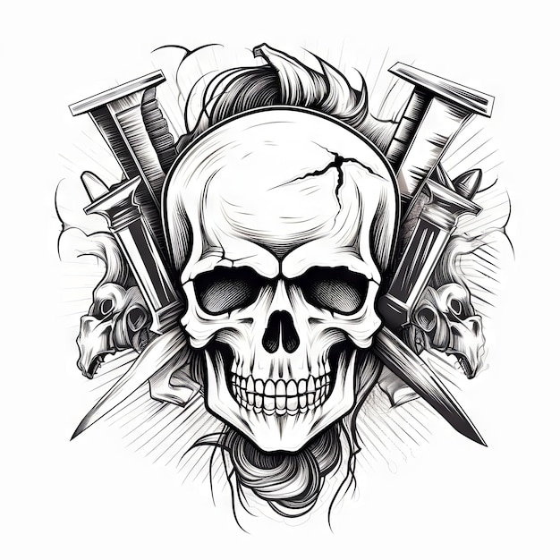 Premium Photo | An Illustration skull tattoo design