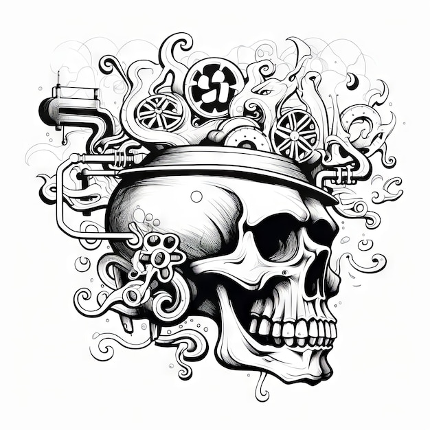 Photo an illustration skull tattoo design