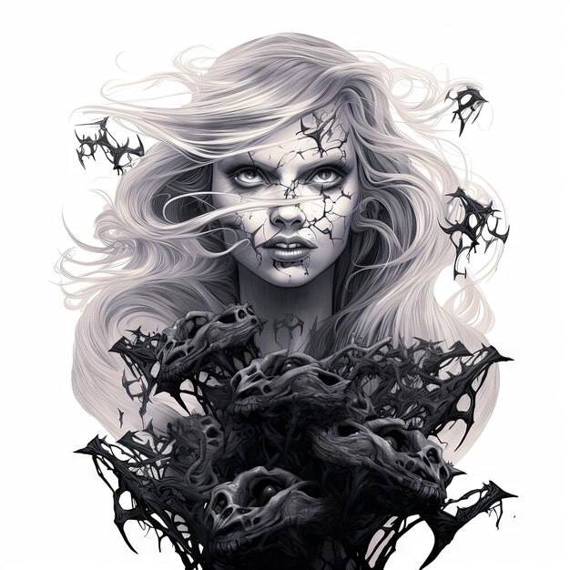  Premium AI Image | An Illustration skull tattoo design