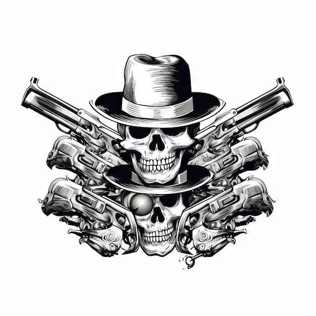 Photo an illustration skull tattoo design