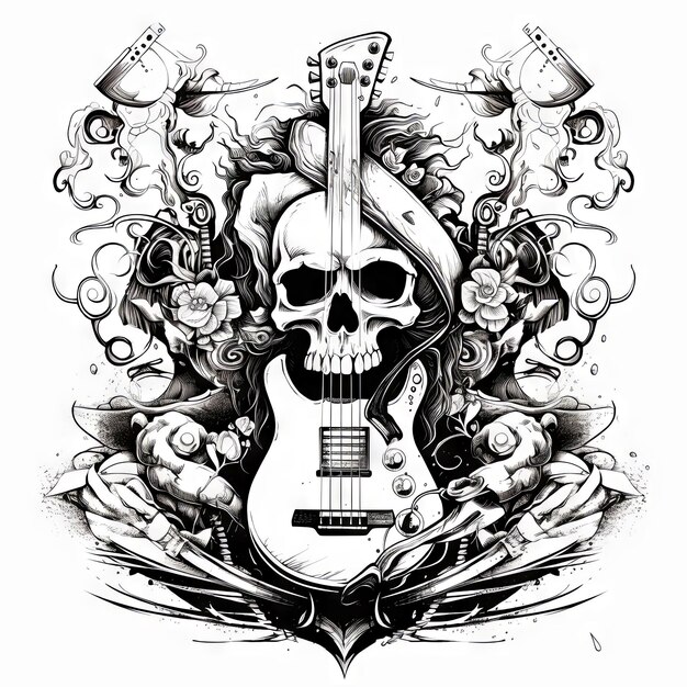 Photo an illustration skull tattoo design