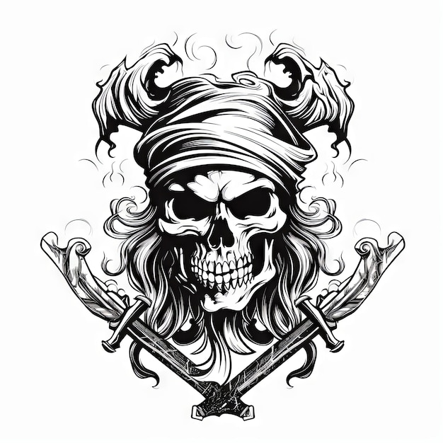 Photo an illustration skull tattoo design