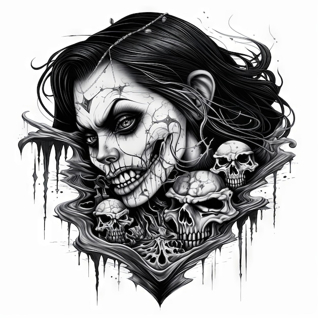 An Illustration skull tattoo design