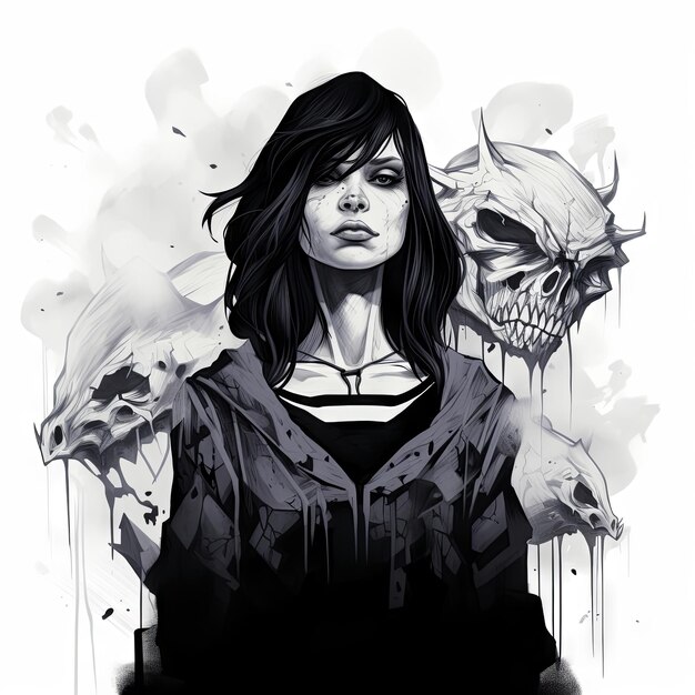  Premium AI Image | An Illustration skull tattoo design