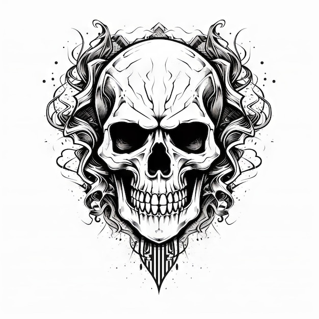 An Illustration skull tattoo design